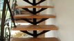 escalier moderne rampe avec motifs celtique et breton , marches en orme et if de bretagne