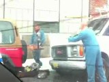 Crazy guy cuts off parking meter with saw!!!