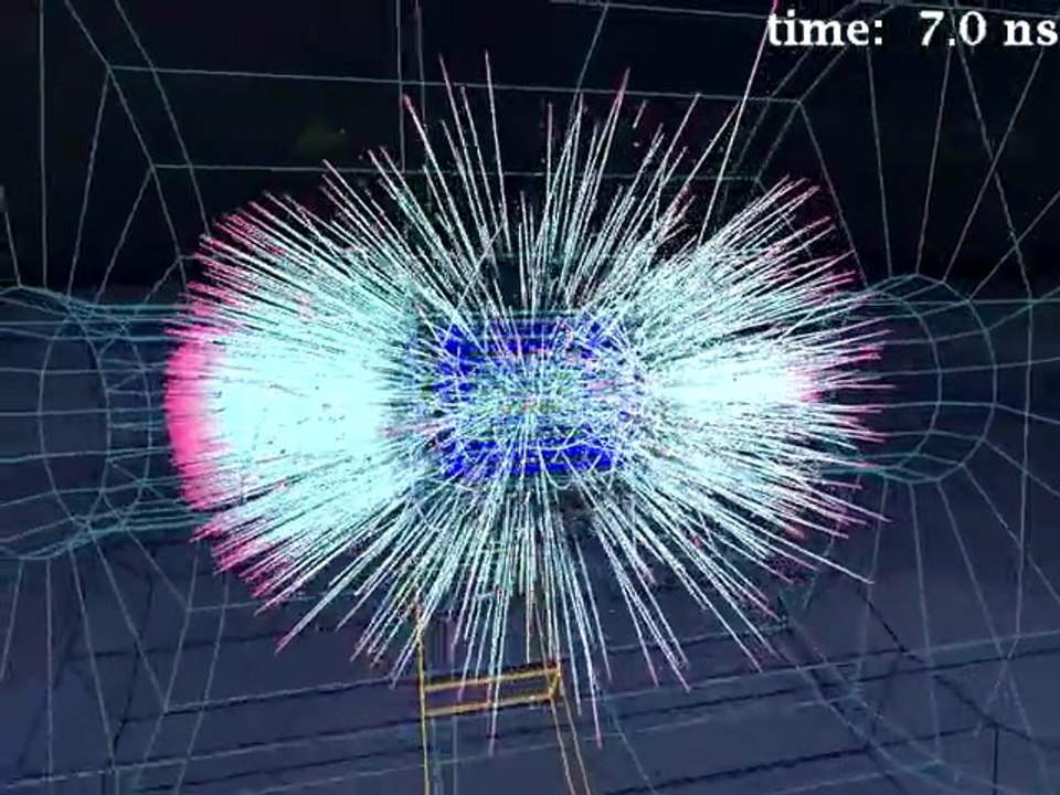 Simulation d'une collision d'ions plomb au LHC