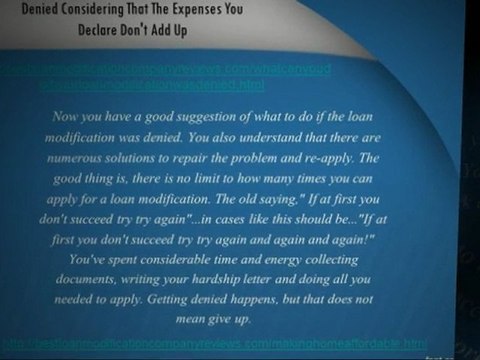 Denied Loan Modification: What is Next?