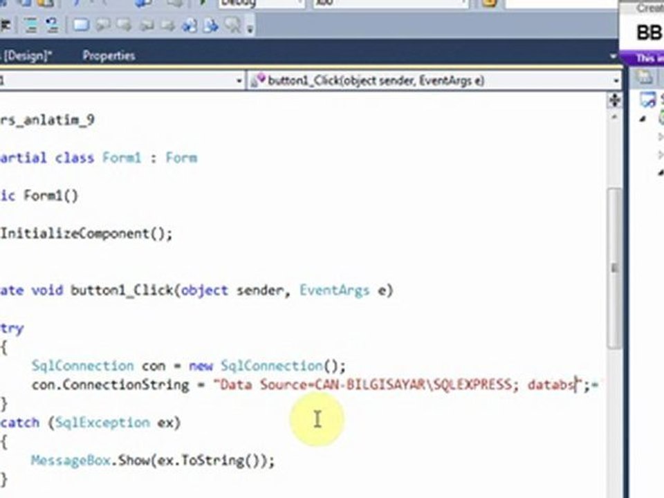 C# SqlConnection Baglantisi