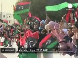 Libyans celebrate the end of the Gaddafi regime - no comment