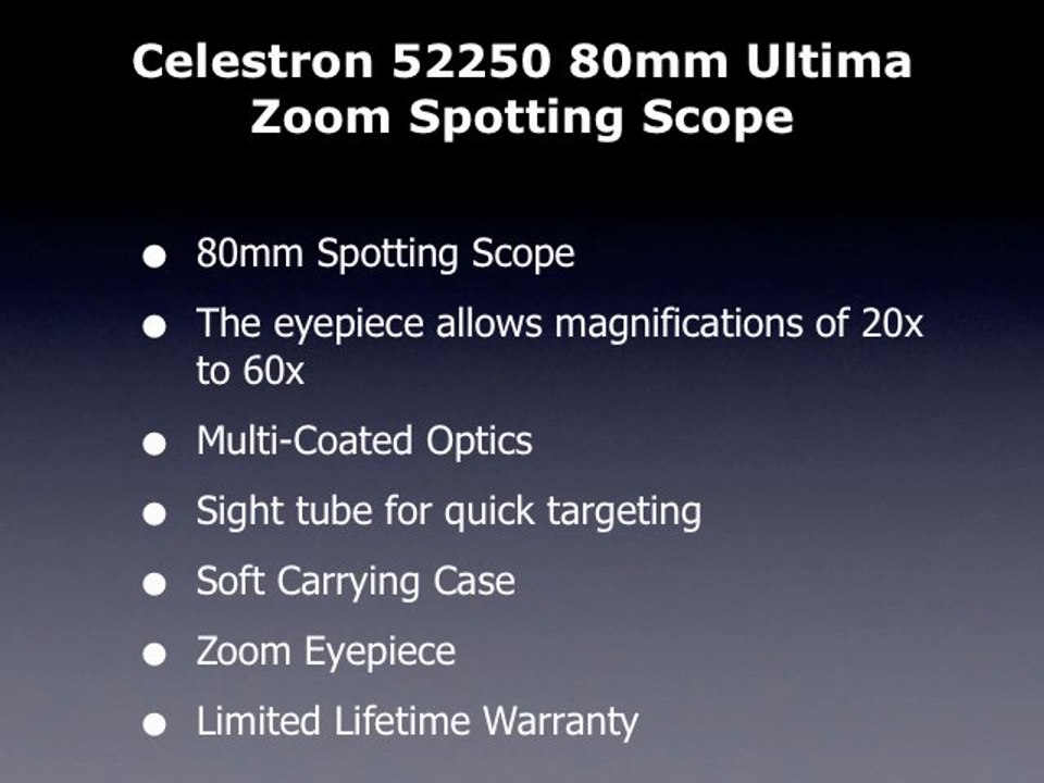 Celestron 52250 80mm Ultima Zoom Spotting Scope