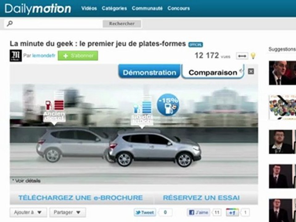 Preroll interactif Nissan sur Dailymotion