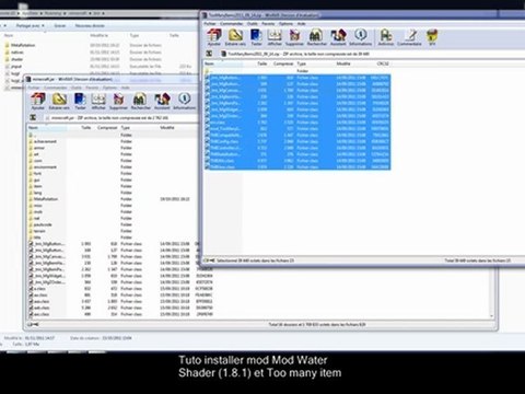Tuto installer Mod Water Shader (1.8.1) et Too many item