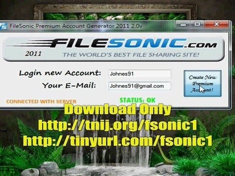 FileSonic Premium Account Generator 2011 2.0v