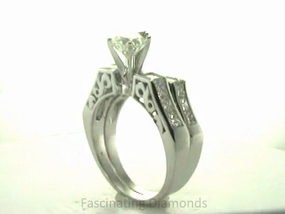 FDENS151HT  Heart Shape Diamond Vintage Channel Wedding Rings Set