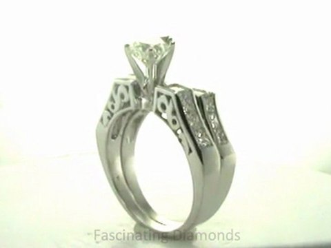 FDENS151HT Heart Shape Diamond Vintage Channel Wedding Rings Set