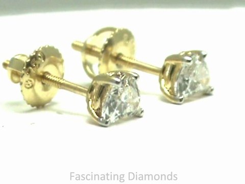 HTEAR5 Heart Shaped 5 Prong Diamond Stud Earrings