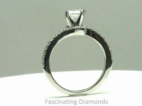 FDENS3007PRR Princess Cut Diamond Zee Shaped Petite Engagement Ring Set