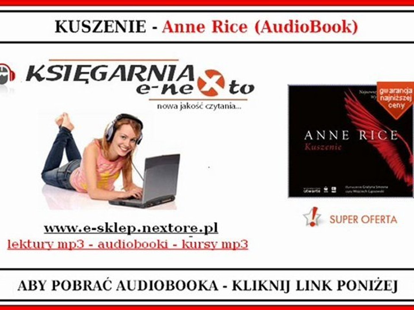 ⁣ANNE RICE - KUSZENIE (AudioBook Mp3) - Pobierz Książkę Audio