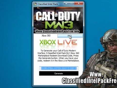 Get Free Modern Warfare 3 Classified Intel Pack DLC - Xbox 360 - PS3