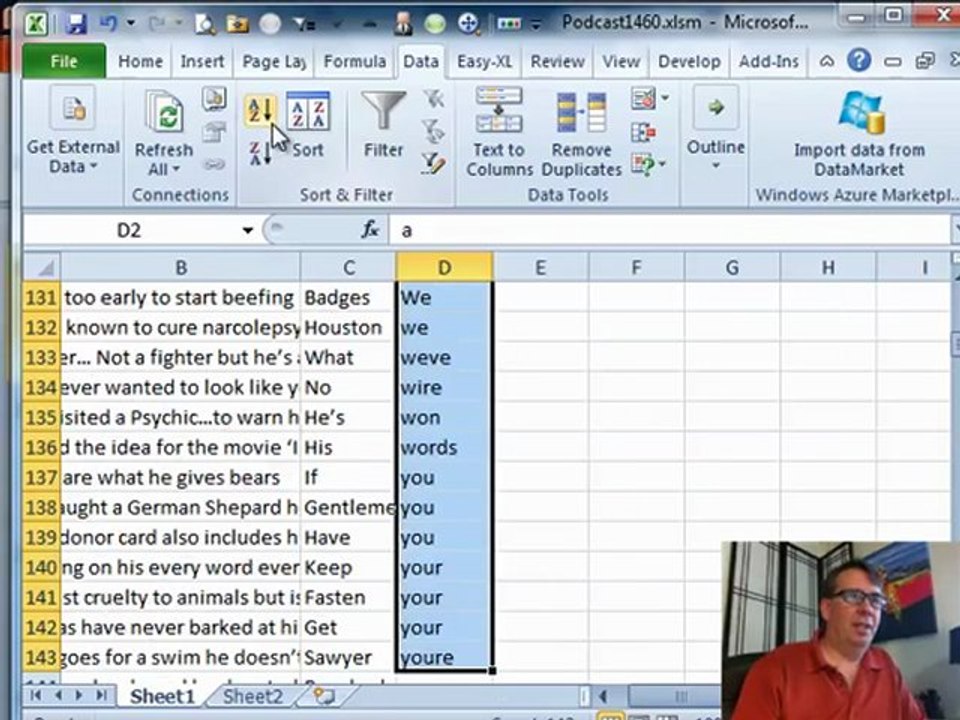 Learn Excel - "Word Count from Sentences": #1460