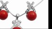 FashionJewelryForEveryone.com Best Deals On Shell Pearls Pendant Earrings Set Beautifuly Red Color