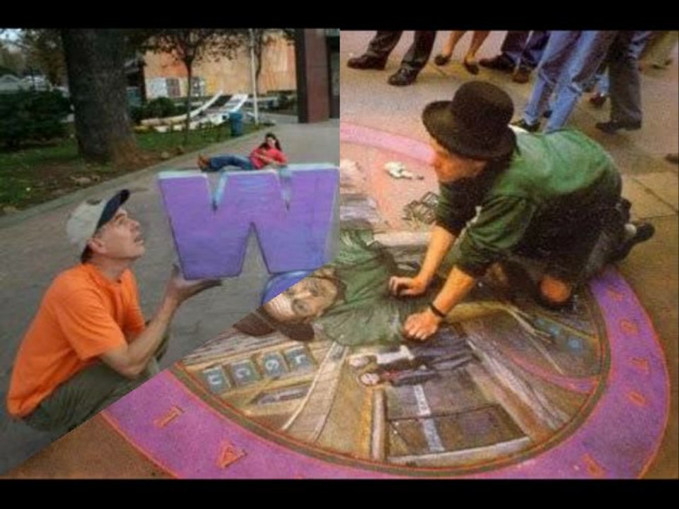 Dessins de l'homme à la craie en 3D