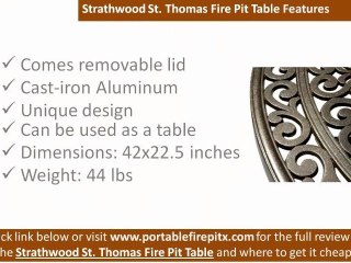 Strathwood St Thomas Cast Aluminum Round Table With Fire Pit