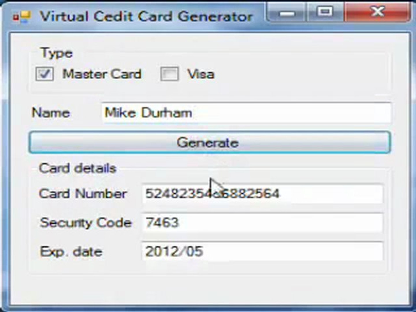 the last version 2010 of credit card generator - video Dailymotion