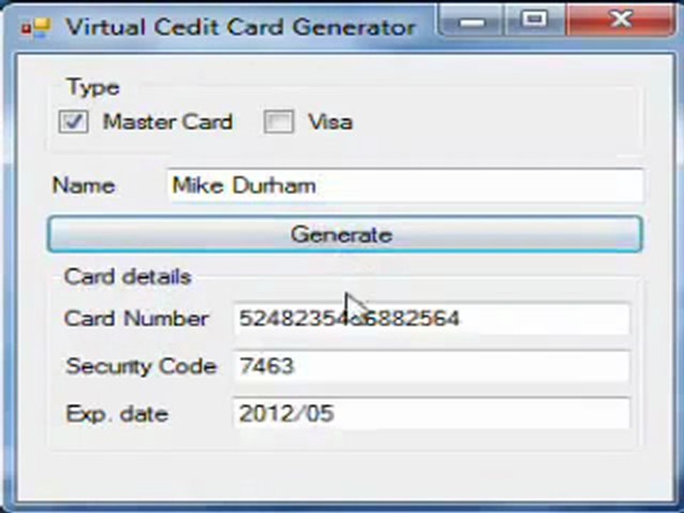 Credit card generator 2011 with CCV ad CCV2 4 November 2011-Free Full Version