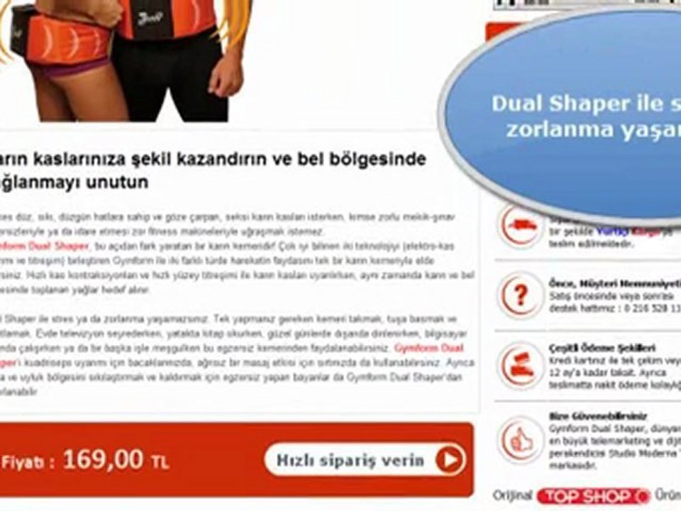 Gymform Dual Shaper – Orijinal Topshop Ürünü Titreşimli Zayıflama Kemeri