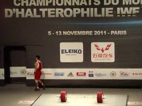 Weightlifting World Championships Paris 2011 - M69kg - World Champion at Clean and Jerk and Total Deshang TANG - Clean and Jerk 3 - 186kg