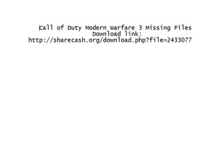 Call of Duty Modern Warfare 3 Missing Files