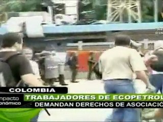 Protesta de trabajadores petroleros de Colombia