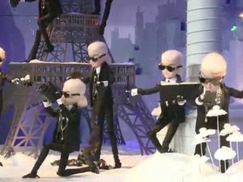 Karl Lagarfeld et Vanessa Paradis inaugurent les vitrines du Printemps