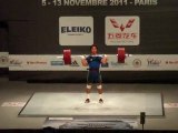 Weightlifting World Championships Paris 2011 - M77kgC - Ricardo Hernan FLORES QUISHPE - Clean & Jerk 3 - 180kg