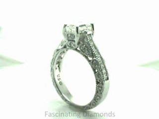 FDENR6839EM   Emerald Cut Diamond Engagement Ring In Vintage Cathedral Channel & Pave Setting