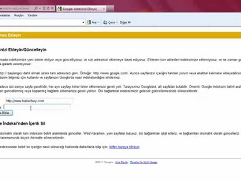 Googleye Site Ekleme