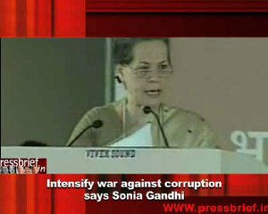 Intensify war against corruption says Sonia Gandhi