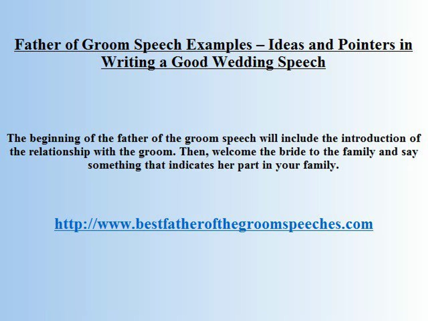 sample speech groom father