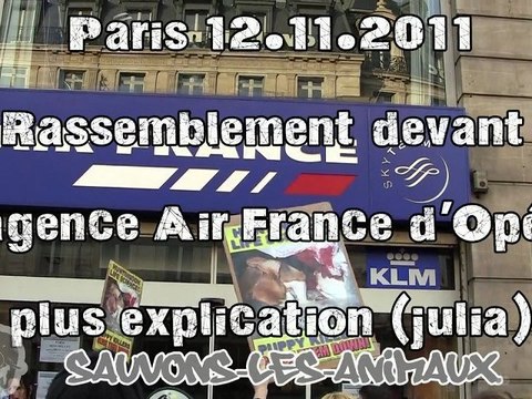 Rassemblement devant l'agence Air France d'Opéra plus explication (julia)