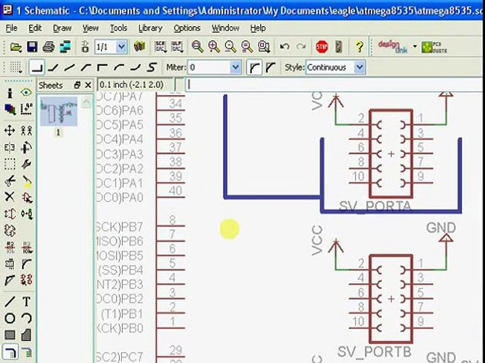 PCB Eagle ATmega8535