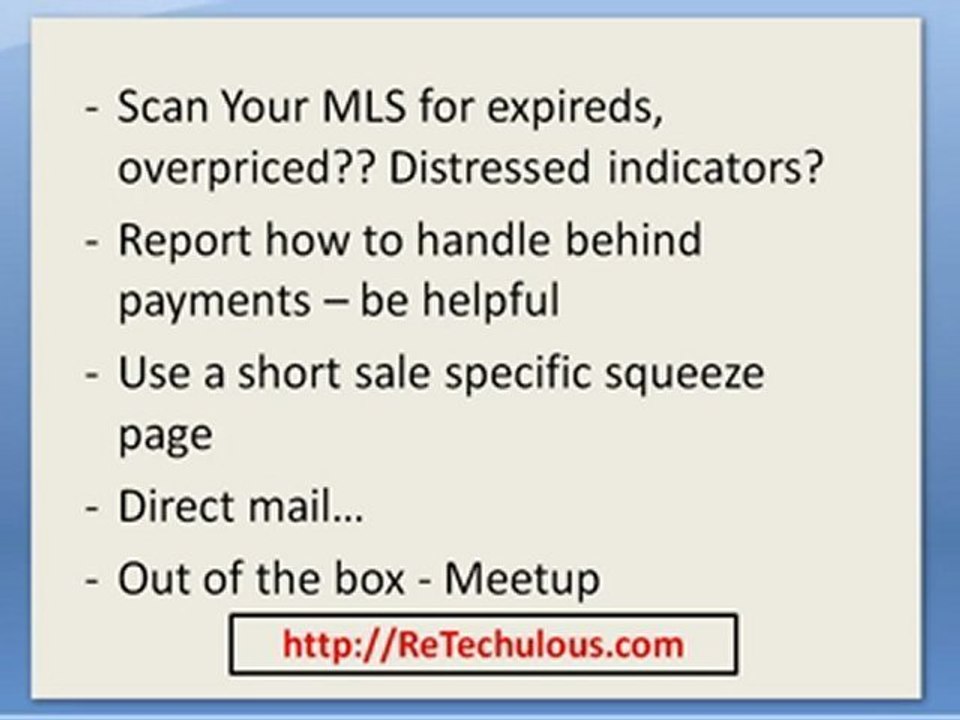 Real Estate Marketing - Ways to Acquire Short Sale Leads