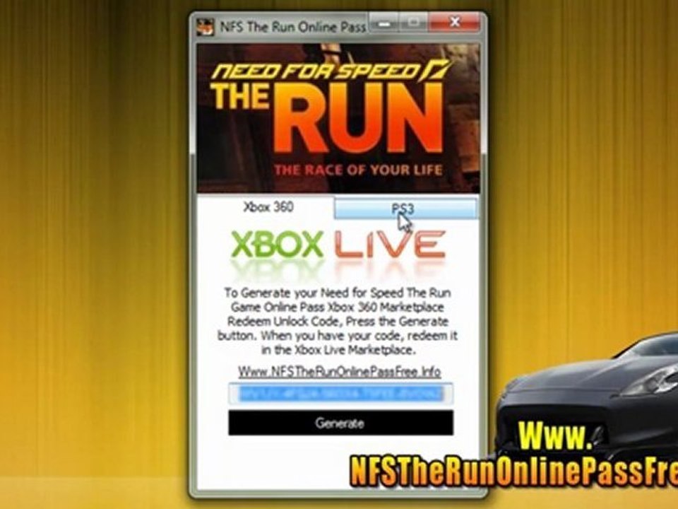 Need for Speed The Run Online Pass Code Unlock Tutorial - Xbox 360 - PS3 -  video Dailymotion