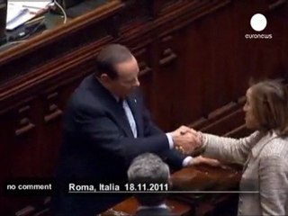 Berlusconi-Monti handshake ahead of... - no comment