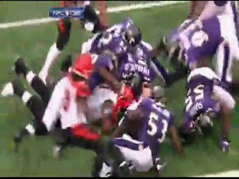 Bengals vs Ravens - Referee knocked down & trapped under huge fumble pile