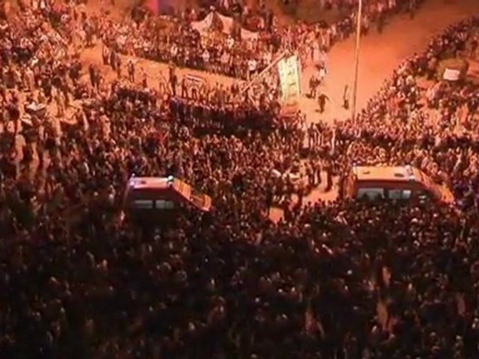 Egyptians protest for a third night.