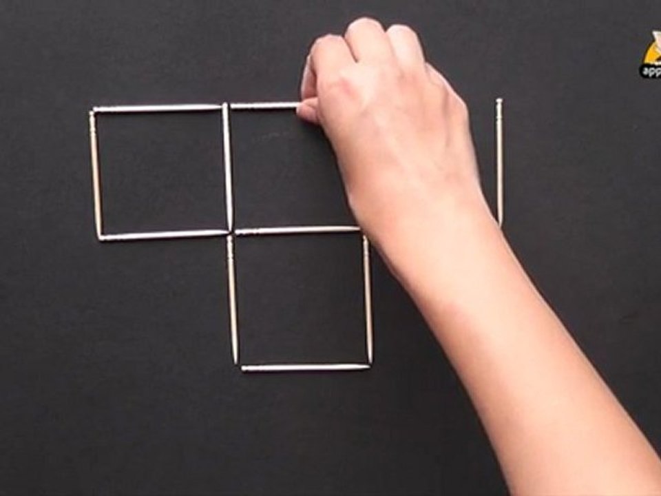 Toothpick Puzzle - Make 4 Squares from 3