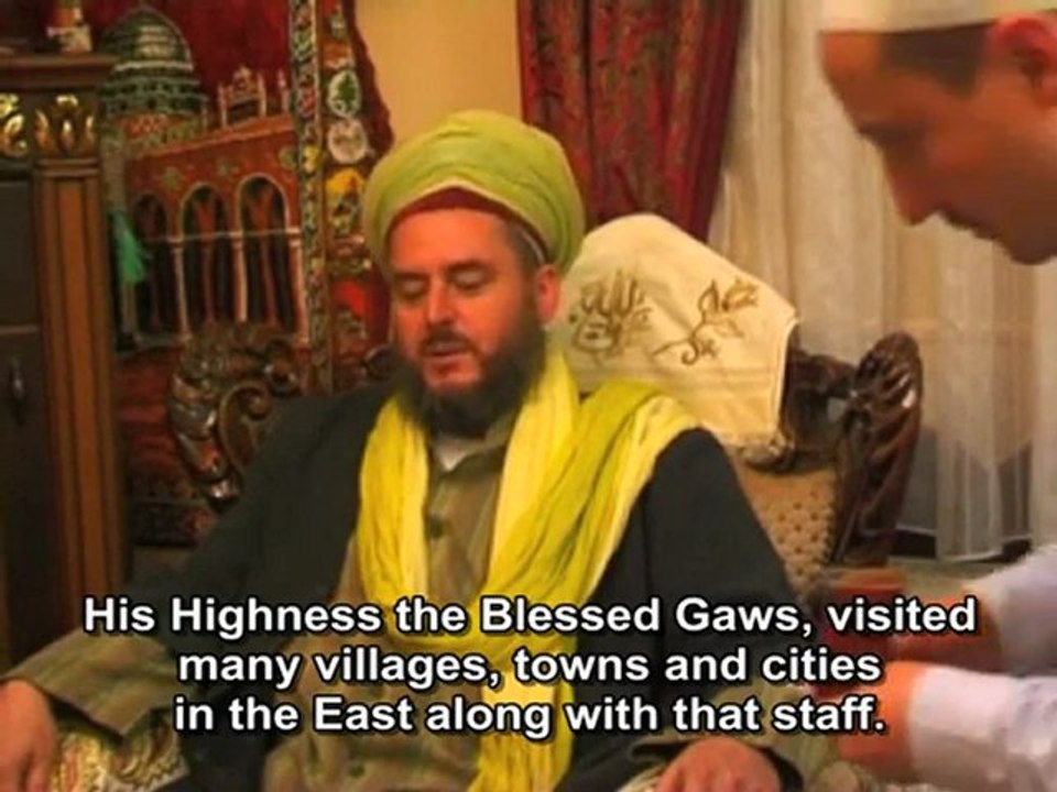 His highness Sheikh Ahmad Yasin is talking about the pedigree of the staff he has presented to Mr. Adnan Oktar as a gift