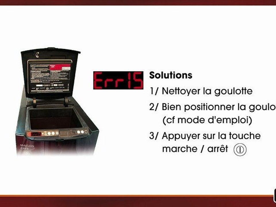 Maison du café coffee systems cafitesse - Codes erreur C400 err15