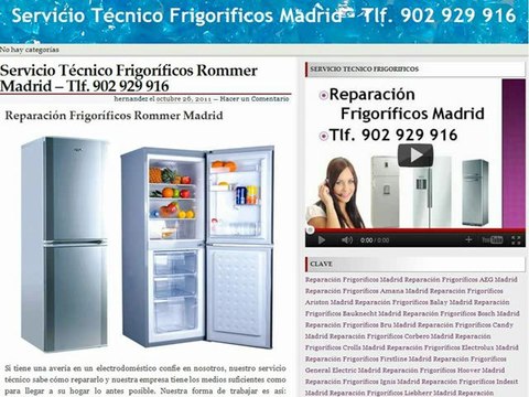 Reparación Frigoríficos Rommer Madrid - Tlf. 902 929 706