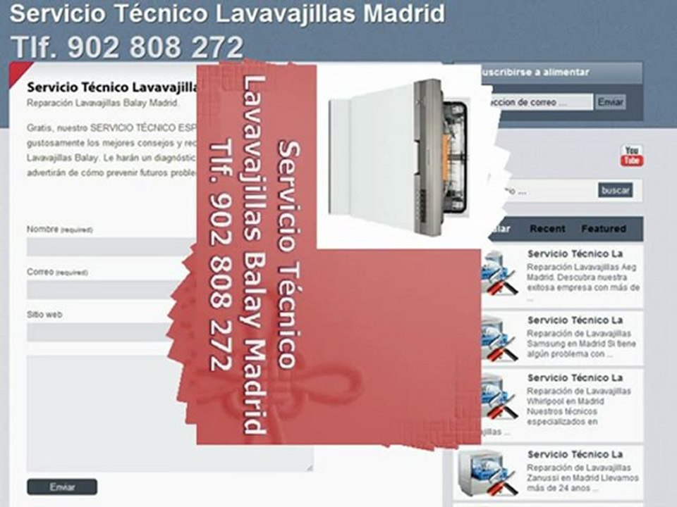 Reparación lavavajillas Balay Madrid - Tlf. 902 808 272