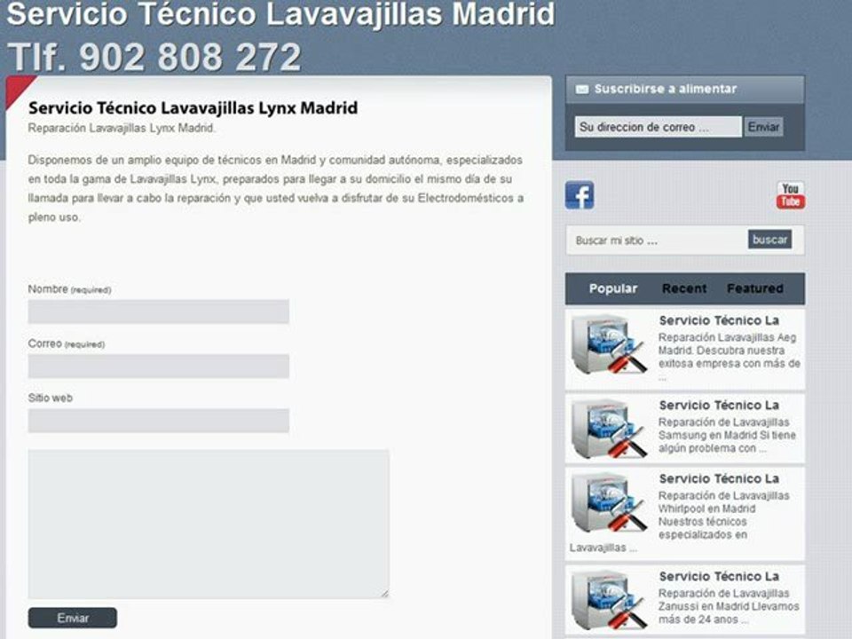 Reparación lavavajillas Lynx Madrid - Tlf. 902 808 272