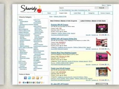 Find Coupon Codes, Sales, Daily Deals and Discount Codes at Sharidy.com