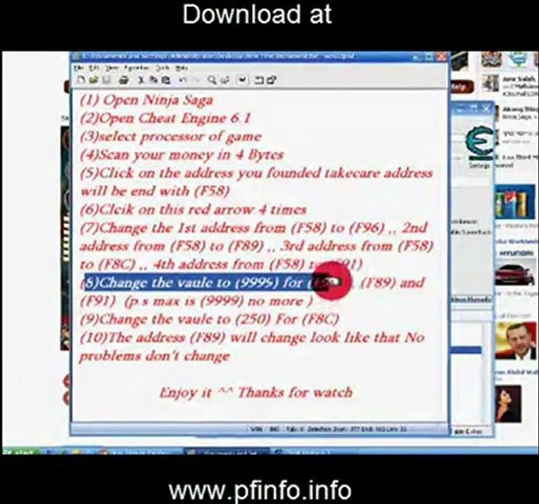 Cheat Engine 6.1 Ninja Saga Hack 1 Hit Kill Cheat