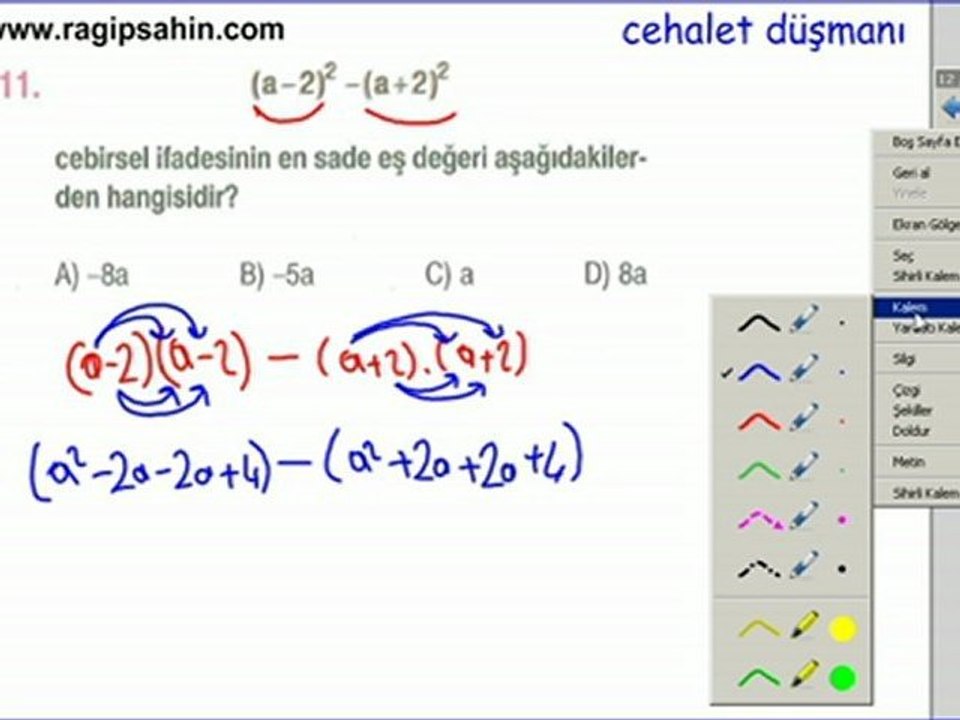 cebirsel ifadelerde çarpma