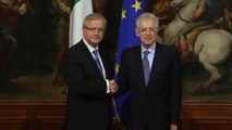 Monti - La stretta di mano con Olli Rehn