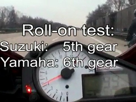 yamaha r1 vs suzuki gsx - r 1000 street racing motorcycle